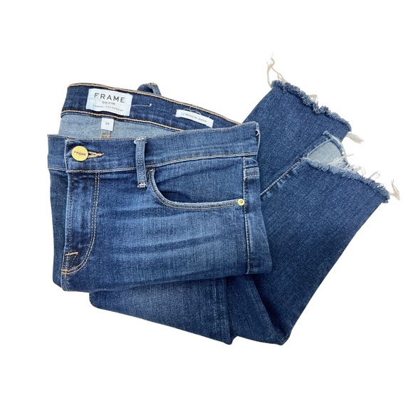 FRAME Denim - FRAME Le Skinny de Jeanne Jeans Women 29 Blue Excellent Raw Staggered Hem Astell